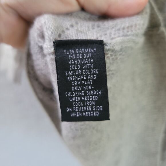 Prive 100% Cashmere Sweater Gray Lace Knit Faux Pearl Beaded Detail 3/4 Sleeve M - Picture 7 of 9